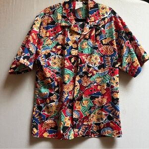 Vintage 90s Uniforms To You Chicago Graphic Button Up Shirt Sz L Made in USA